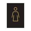 Female Toilet Sign Rigid Plastic 105x150mm Black/Gold Y6698802