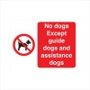 No Dogs Except Guide And Assistance Dogs Sign Self Adhesive 150x200mm White/Red Y7174190
