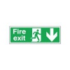 Safety Sign Fire Exit Running Man Arrow Down 150x450mm Self-Adhesive E100A/S